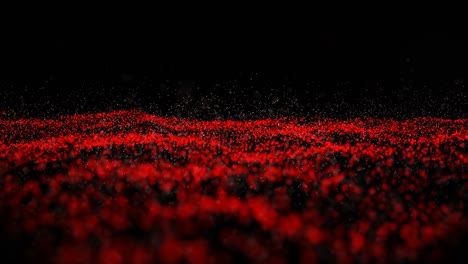 fondo de movimiento abstracto de partículas brillantes. firma digital con partículas de onda, brillo. composición roja