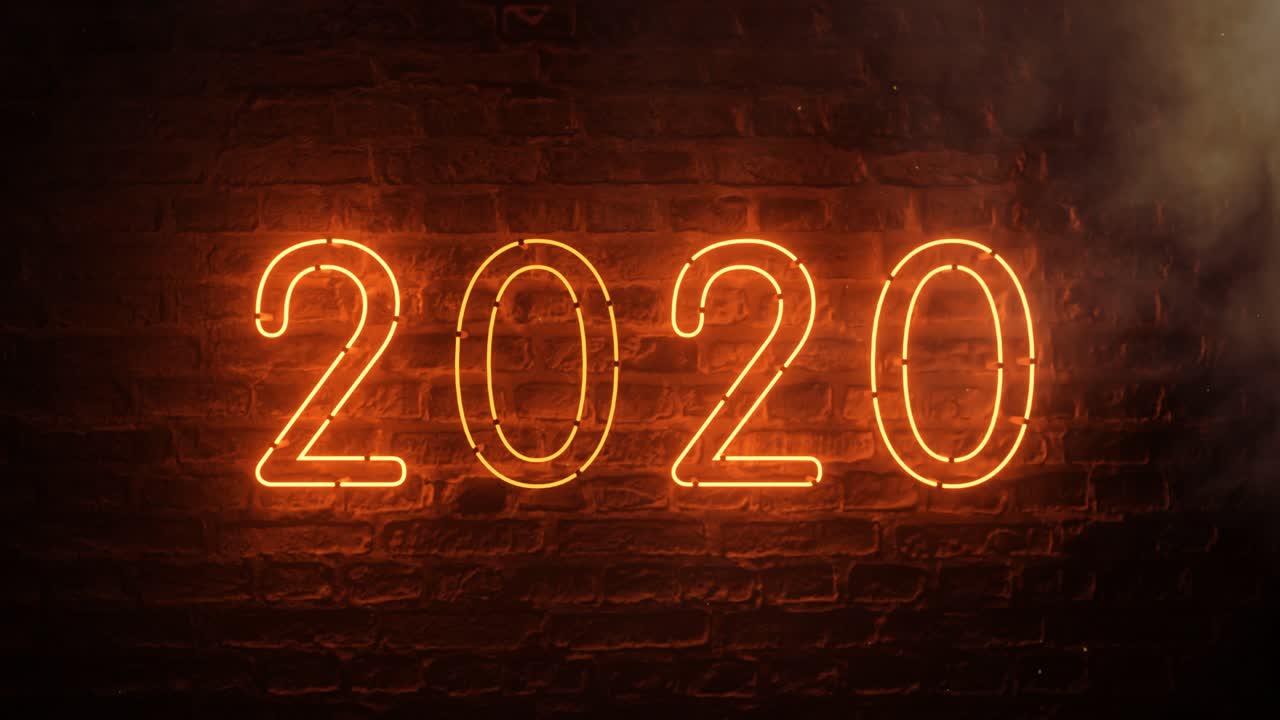 Neon Sign 2020 on Brick Wall