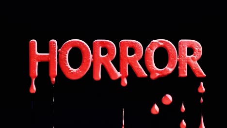 la pintura roja que forma la palabra horror contra un fondo negro crudo crea un efecto visual escalofriante y espeluznante