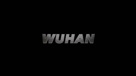 city of wuhan, china, 3d graphic title brushed steel look, fill and alpha channel