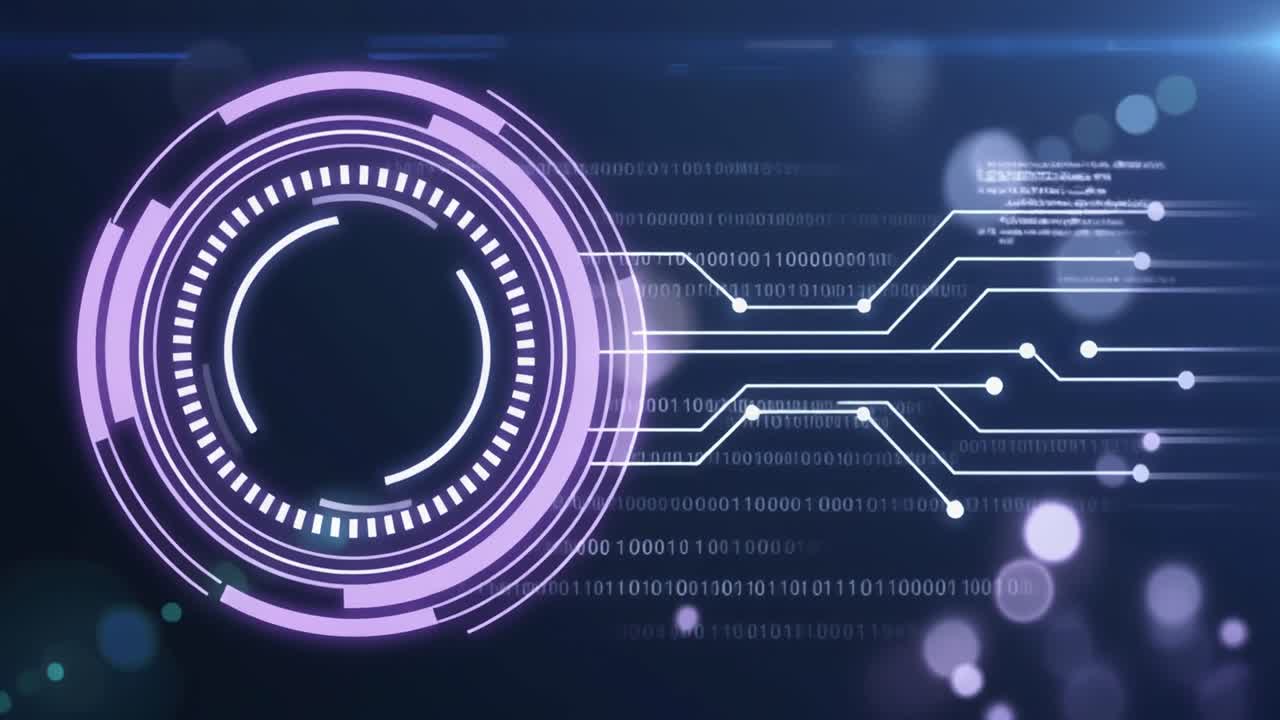 Abstract Technology Background with Digital Interface and Data Flow
