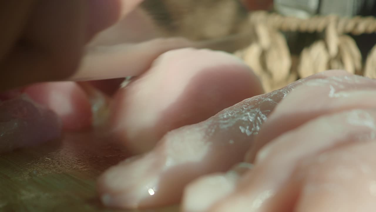 Preparing Raw Chicken Breast