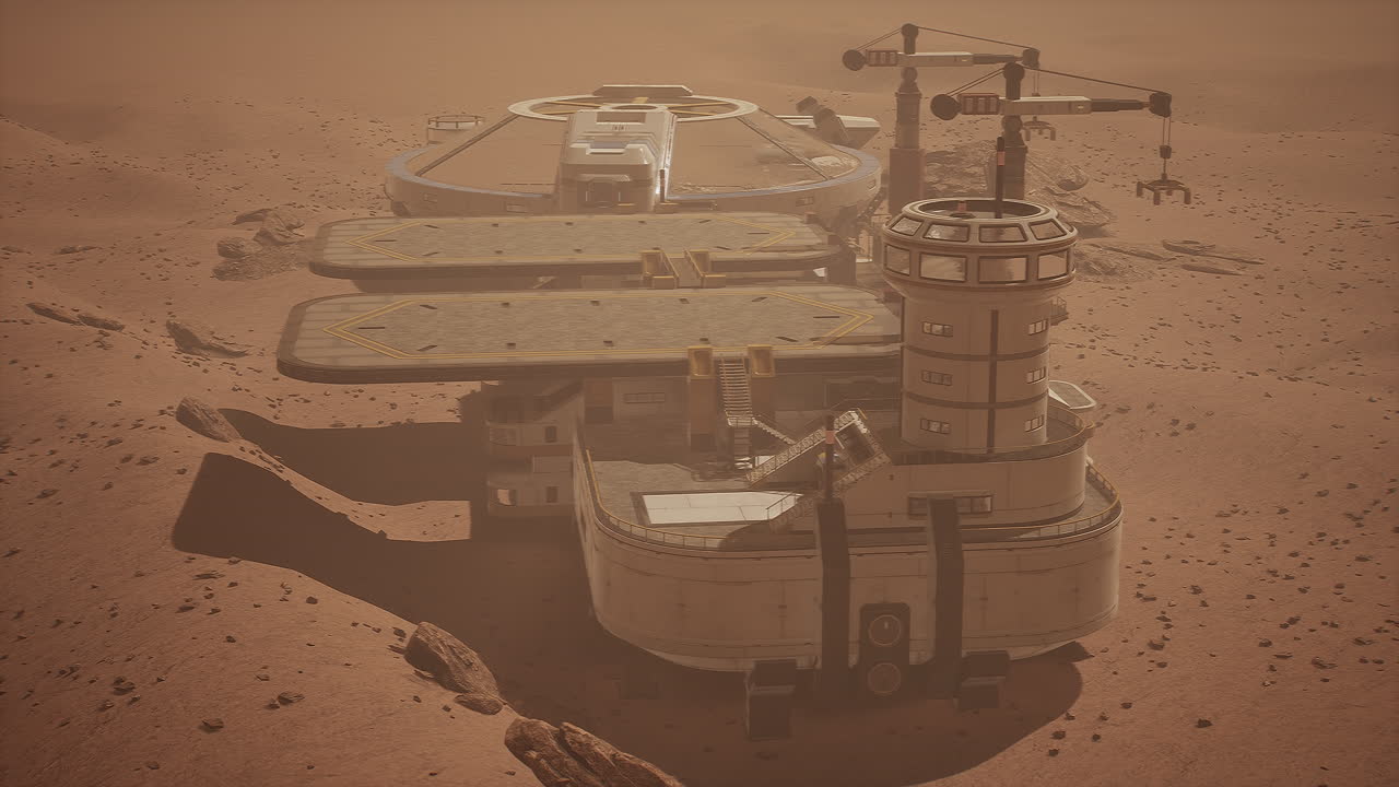 Costruzione di una base futuristica su Marte