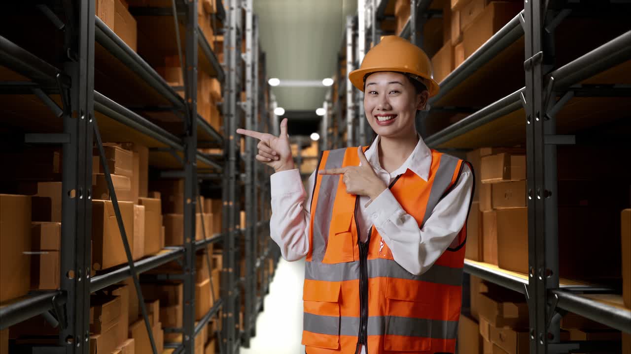 trabajador del almacén apuntando
