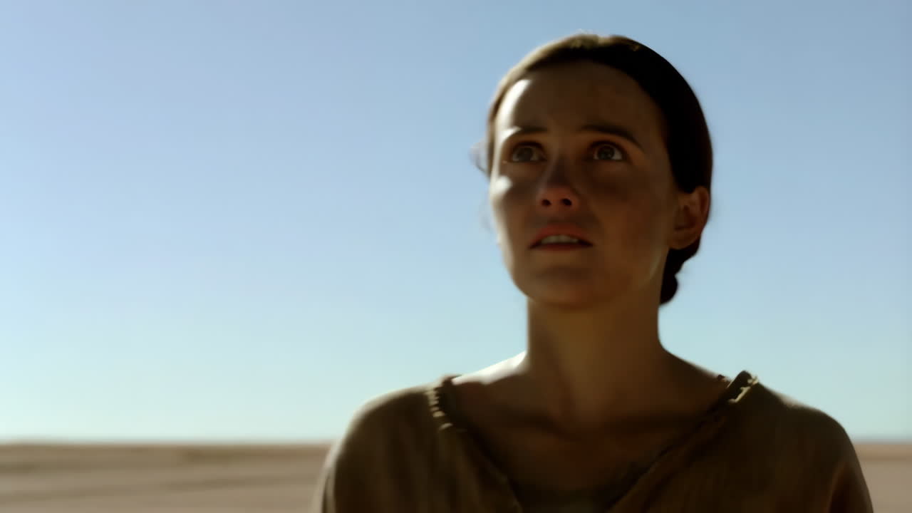 People journeying through a vast, dry, cracked desert landscape