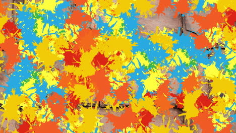 animación de múltiples manchas coloridas sobre la pared de ladrillo