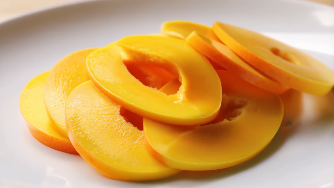 Sliced Yellow Fruit on a White Plate