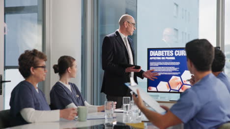 business meeting presentation on diabetes in the healthcare industry
