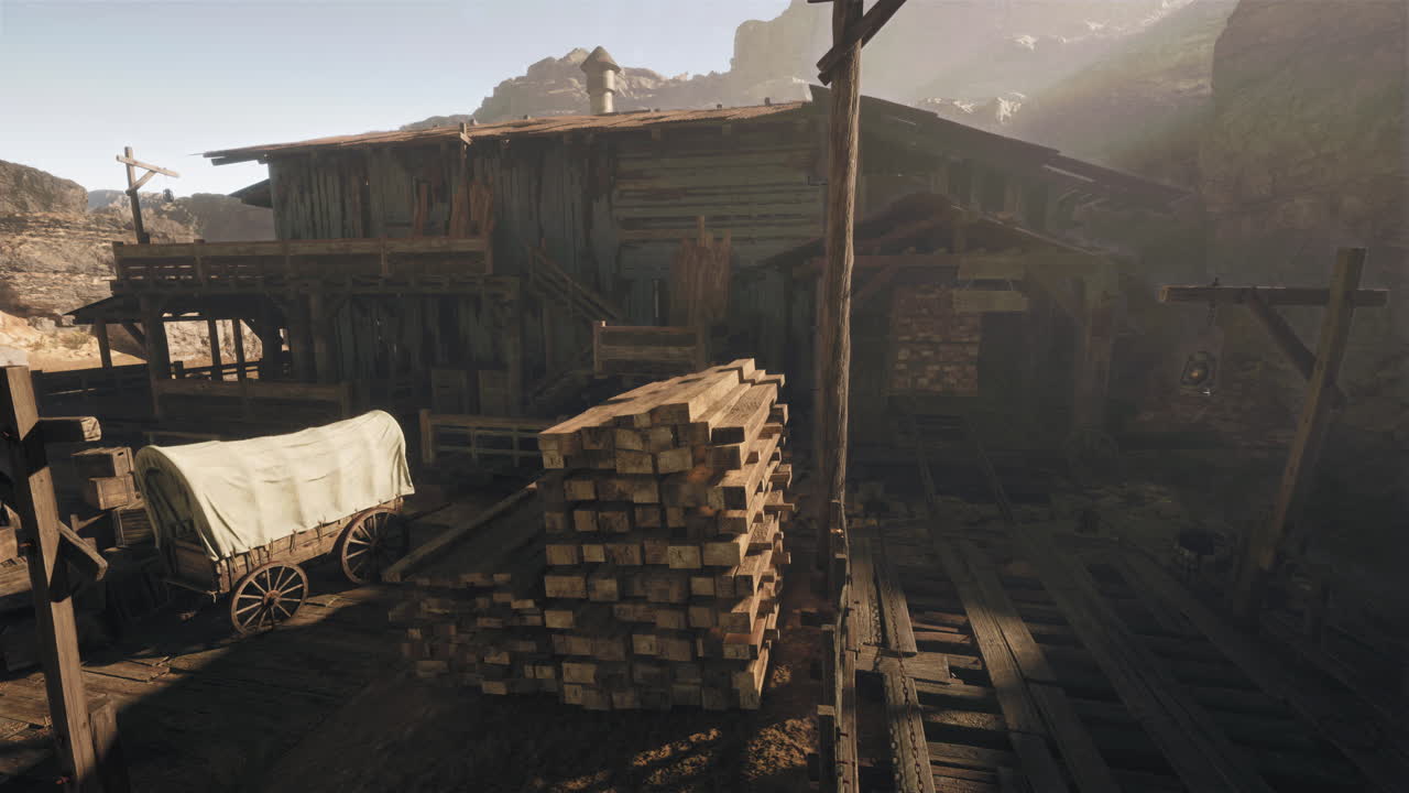 patio de madera de la frontera occidental