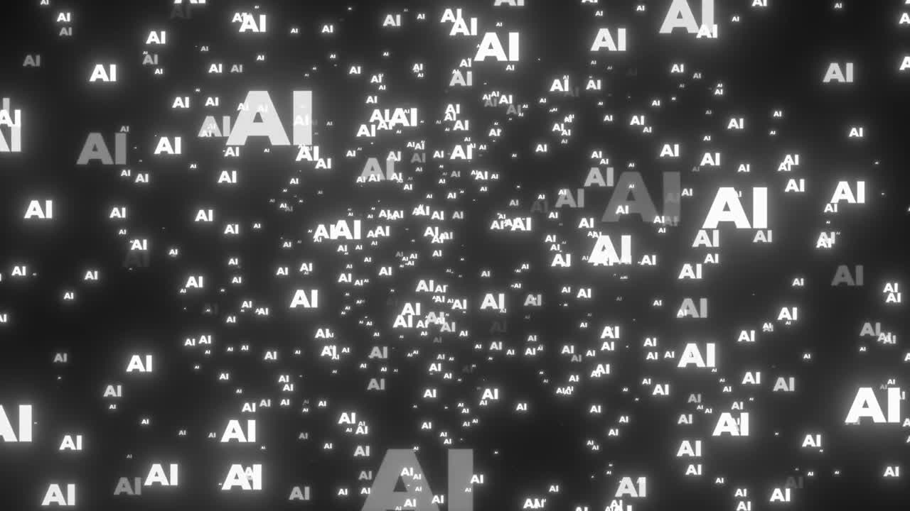 A black and white holographic digital brain representing artificial intelligence, neural networks, and futuristic technology.