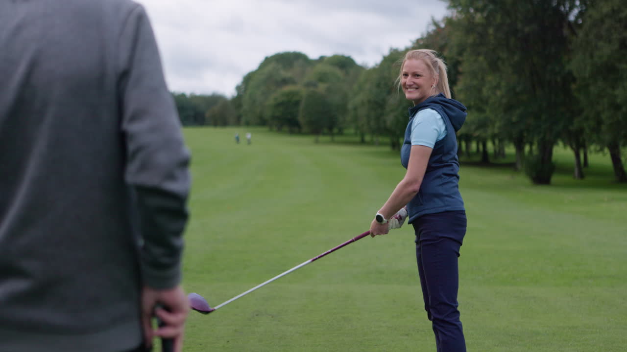Golfing on a golf course