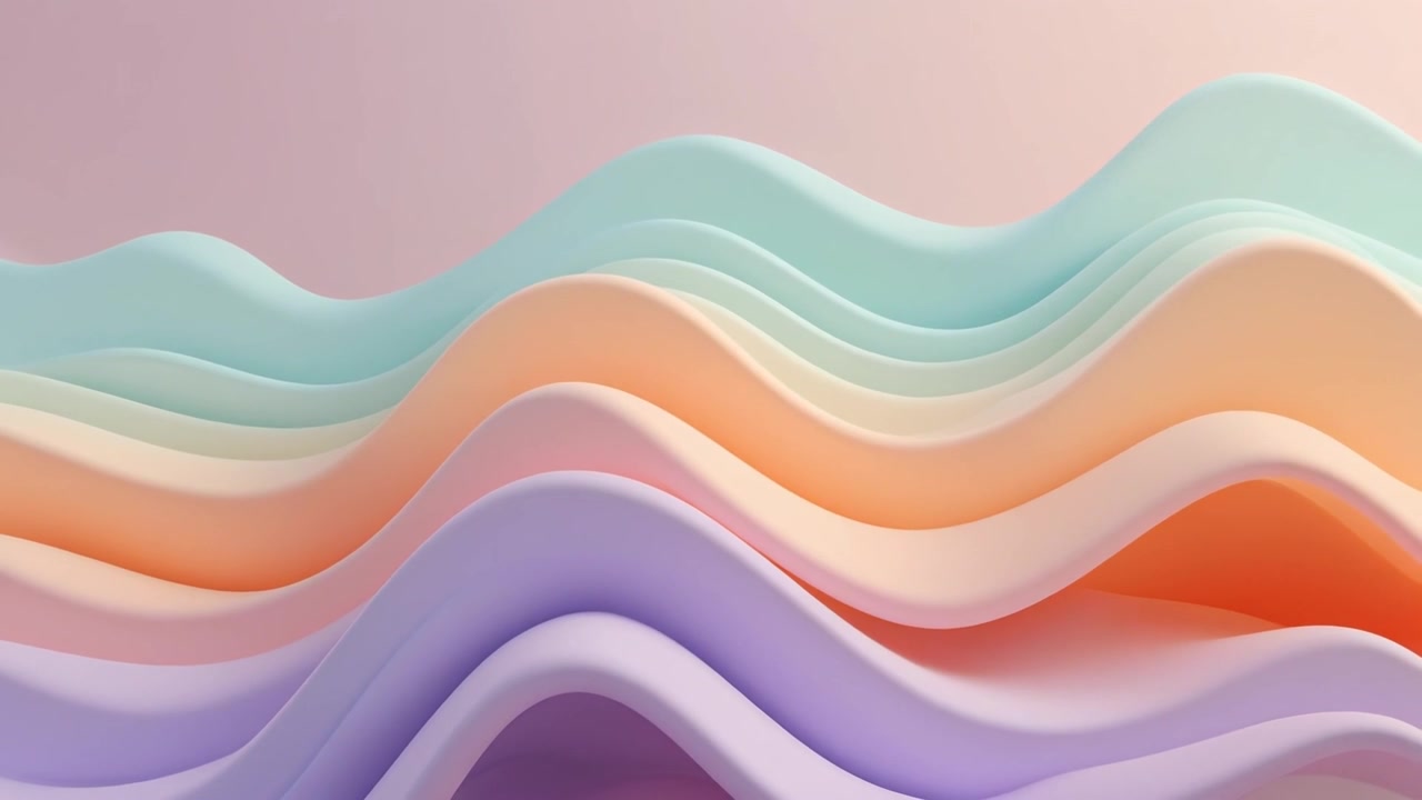 Abstract 3D Animation of Soft Pastel Wavy Layers