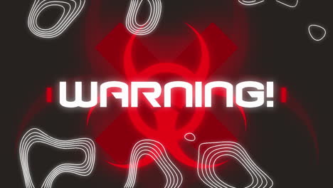 animation of warning text over black background