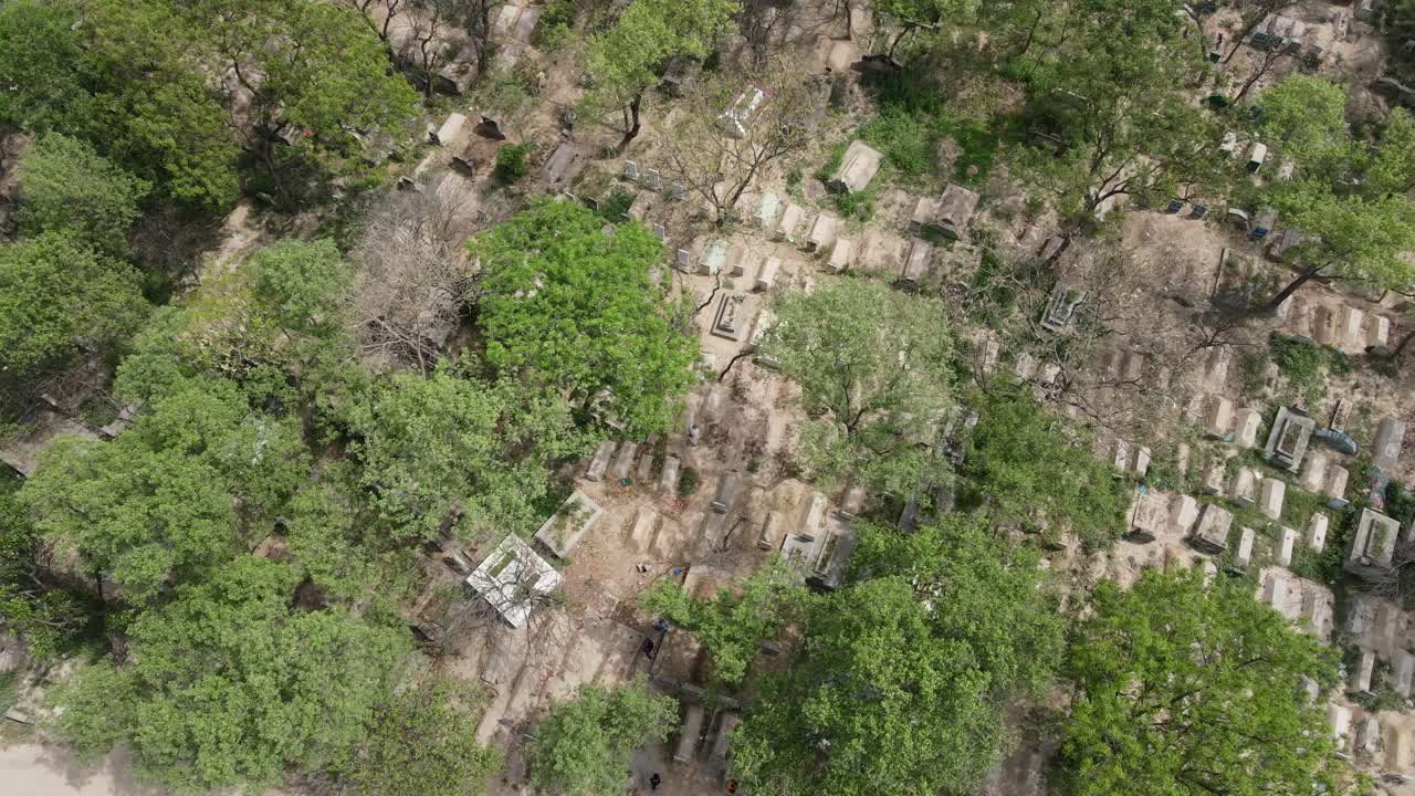 Aerial view of Muslim Graveyard, Muslim cemeteries and graves in Pakistan