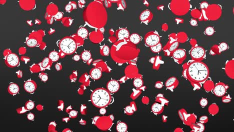 falling red alarm clocks