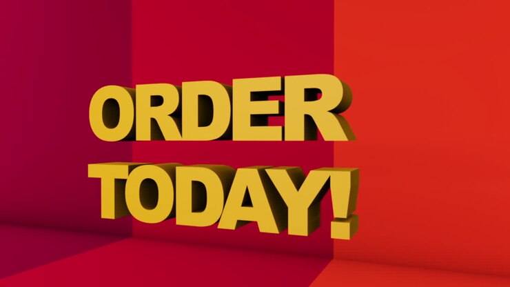 A full screen 3D rendered graphic using Cinema 4D of 3D text "ORDER TODAY