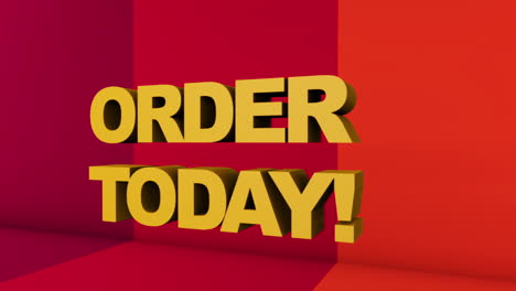 a full screen 3d rendered graphic using cinema 4d of 3d text &quot;order today