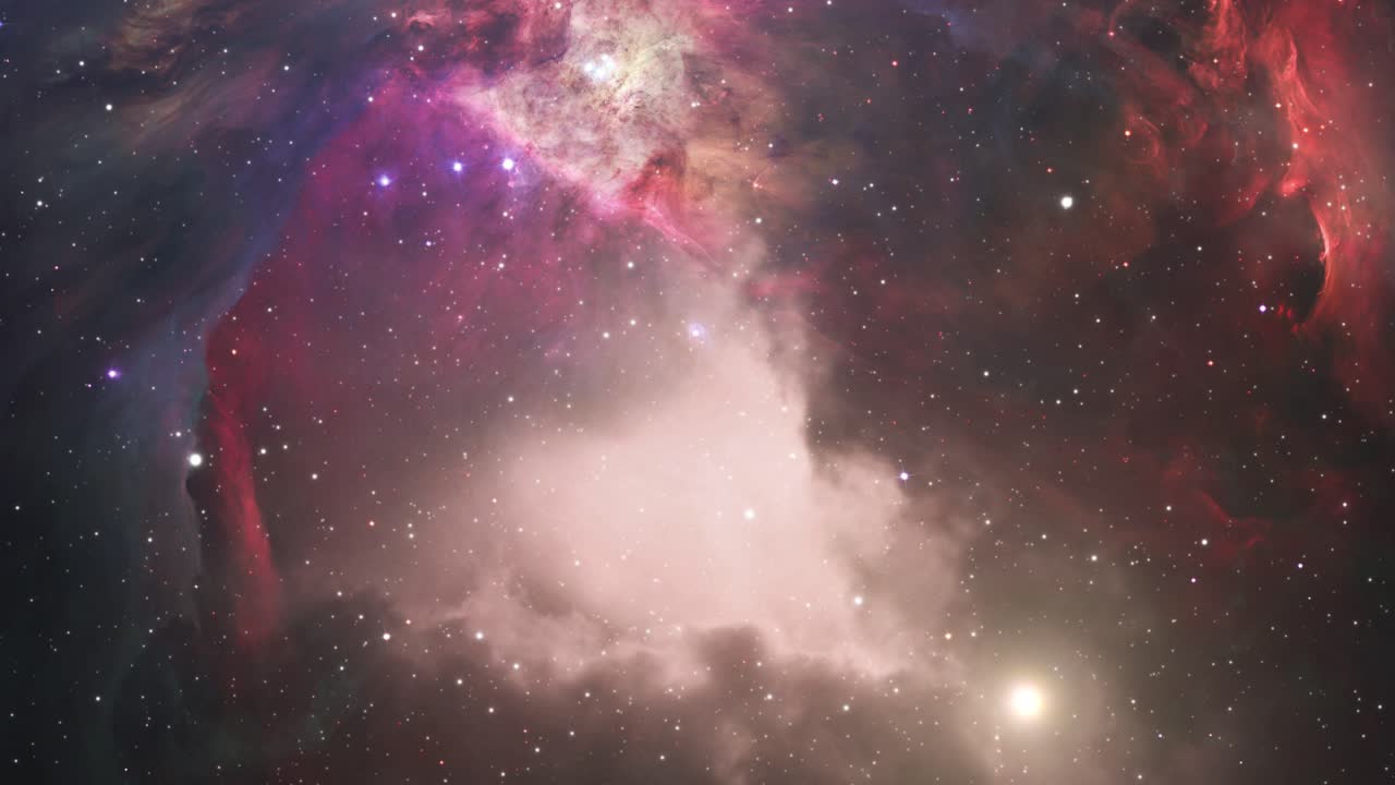 estrellas y nubes de nebulosa flotando en el espacio 4k