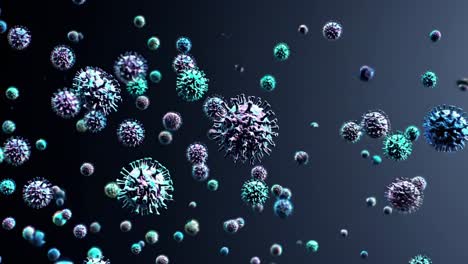 microscopic visualization of viruses and pathogens floating in a dark environment, creating a visually striking representation of infection and disease
