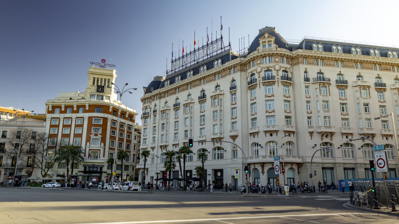 Timelapse of the madrid central street scene