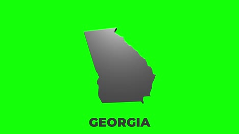 georgia state of the united states of america. animated 3d silver location marker on the map. easy to use with screen transparency mode on your video.