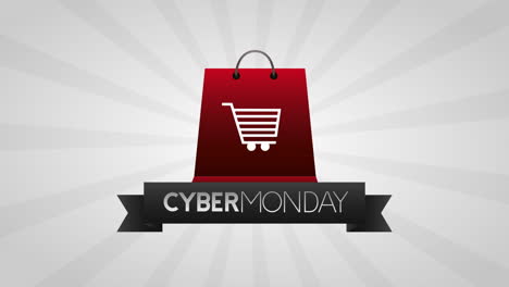 animación de ciber lunes con bolsa de compras