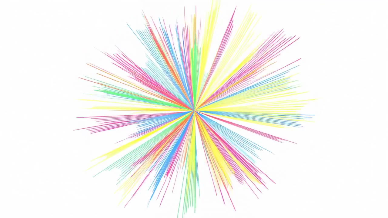Pastel Radial Bursts Of Color Radiating Across White Canvas, Delicate Spiky Starbursts Pulse In Smooth Motion,