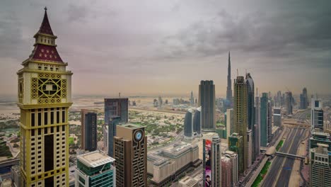 dubai city downtown roof top main road panorama 4k time lapse united arab emirates