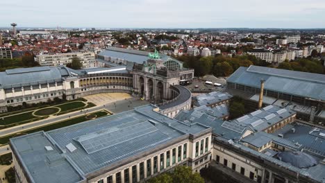 aerial time lapse orbiting around the triumphal arch in brussels, belgium