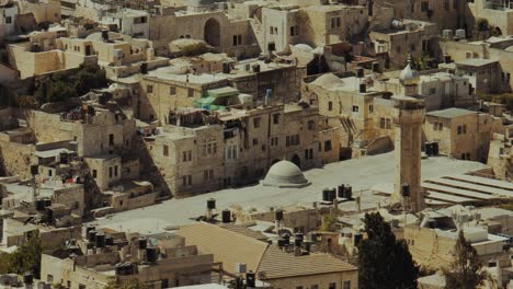 close view for nablus old city in west bank palestine, old traditional arabic houses. urban sprawl. 4k