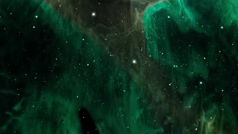 green nebula clouds and bright stars in the universe