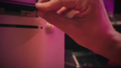 using diskette for old computer. music recorder, playing retro computer games. vintage device for office, obsolete technology. . high quality 4k footage