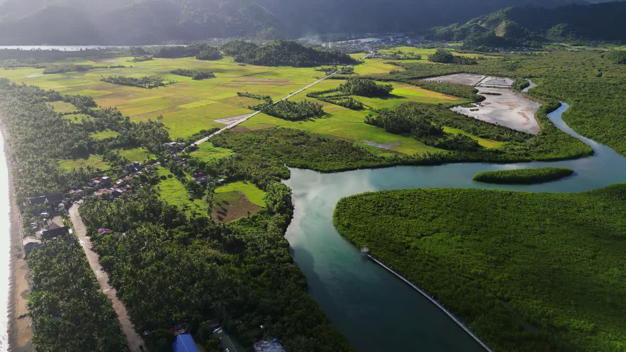 Above View Of Countryside Road At The Coastal Barangay Of Batalay In Bato, Catanduanes, Philippines. Aerial Shot