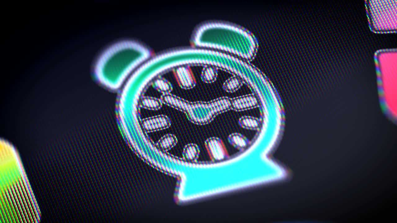 Clock icon on the screen. Looping.