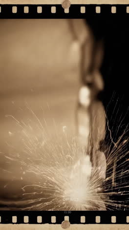 dynamic industrial sparks on a film frame