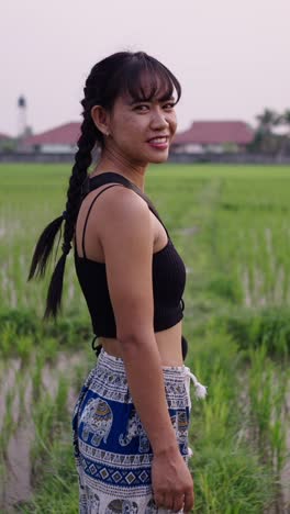 woman in rice paddy