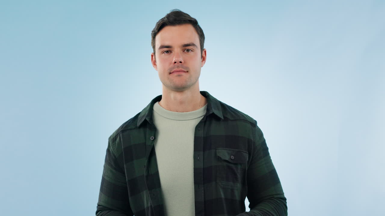 Tablet, green screen and face of man in studio