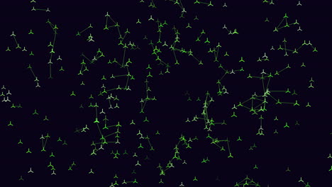 energetic green zigzags and scattered dots on black background