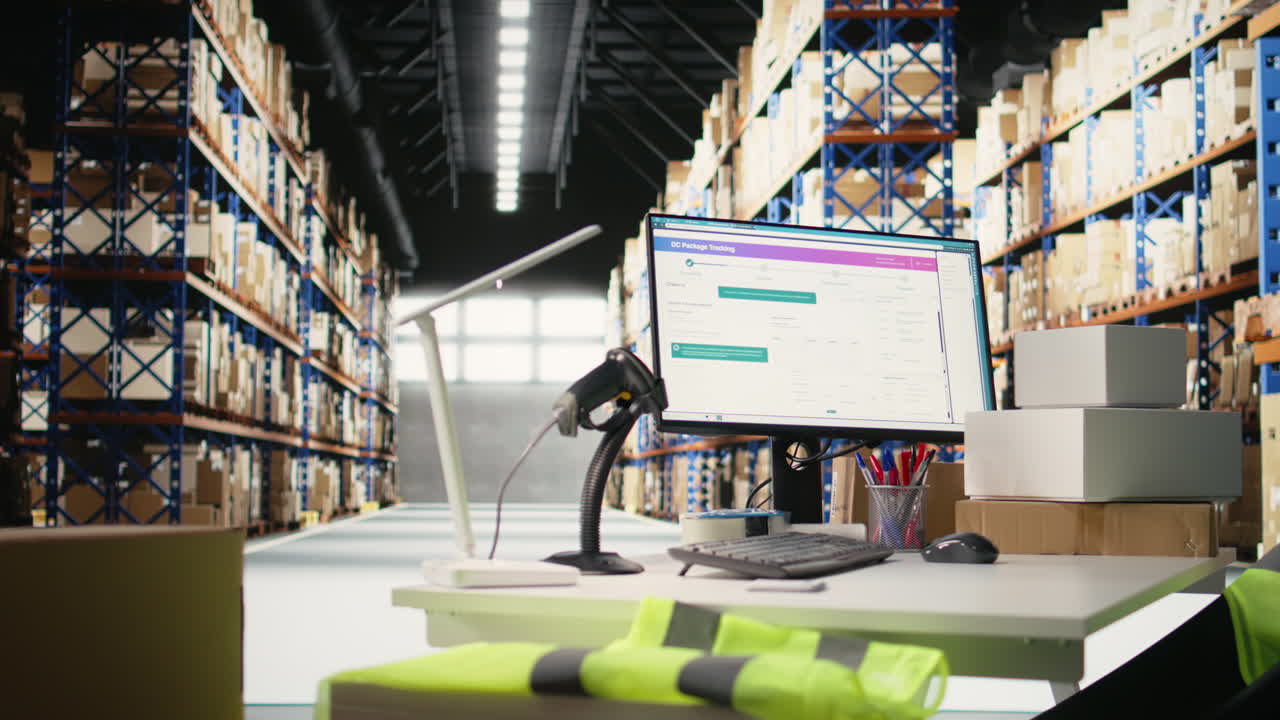 Vertical Video Empty e-commerce warehouse depot used for shipping cargo products