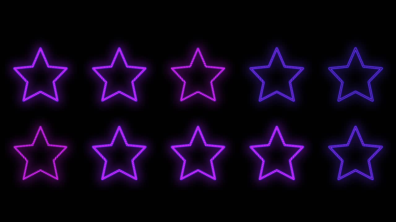 Modello di stelle al neon pulsanti con luce LED in stile casinò