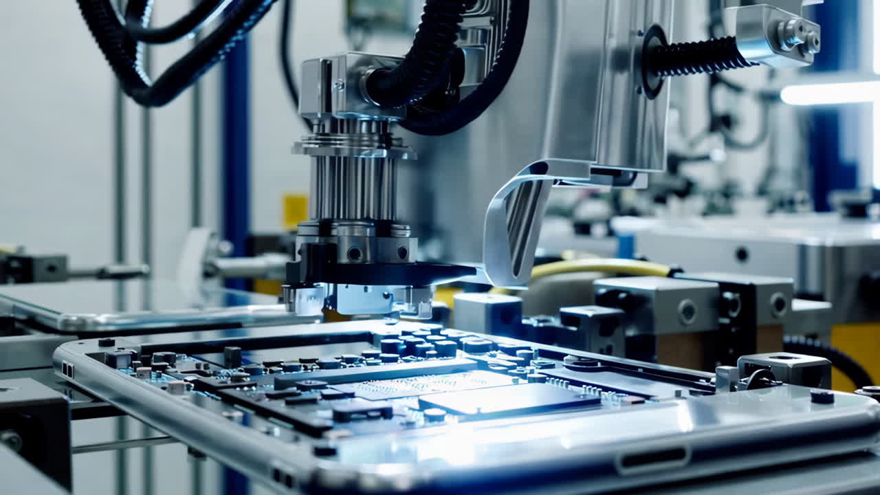 Automated Chip Assembly Process in a Modern Electronics Factory