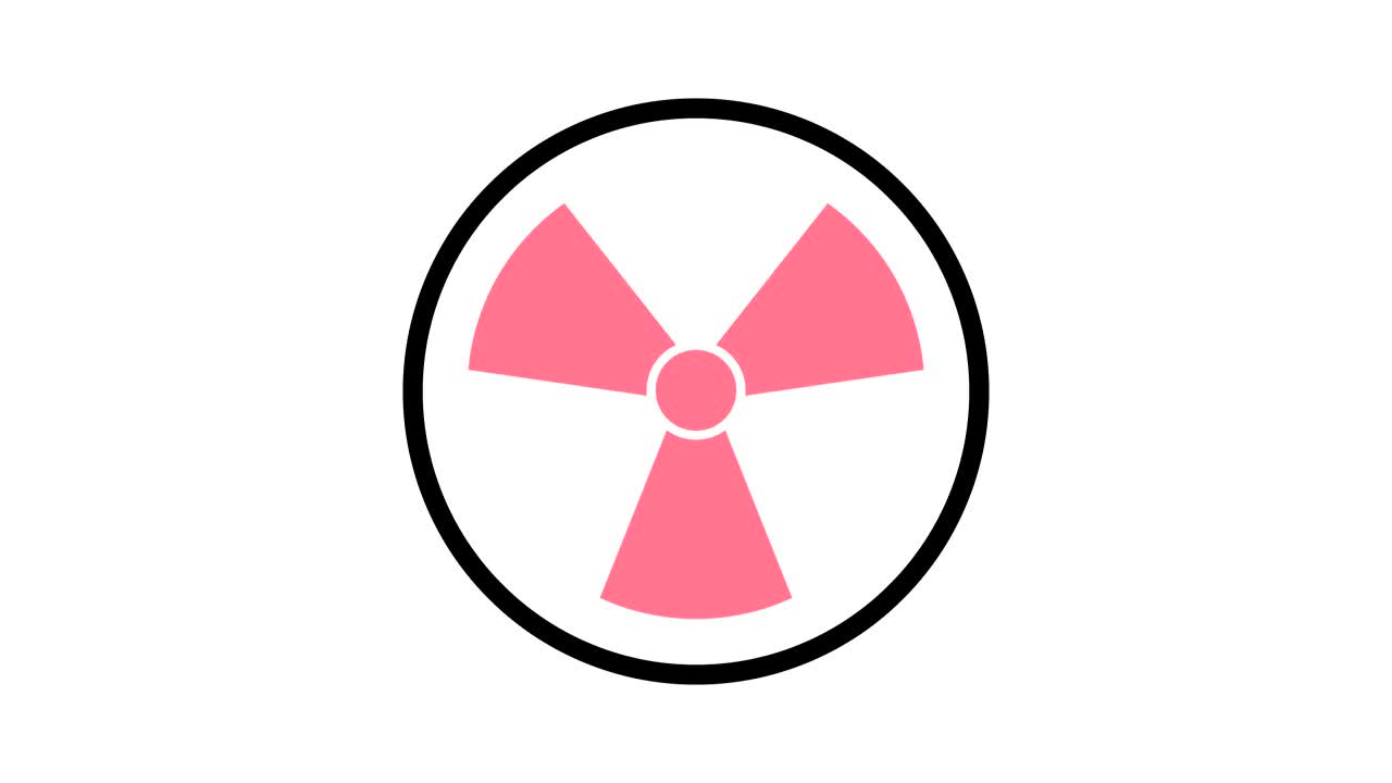 방사선 아이콘을 회전시키고, 4k 해상도 모션 그래픽