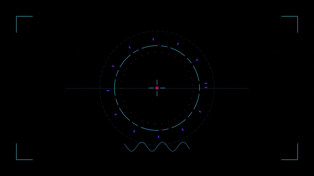 Futuristic Digital HUD Interface with Rotating Circular Elements