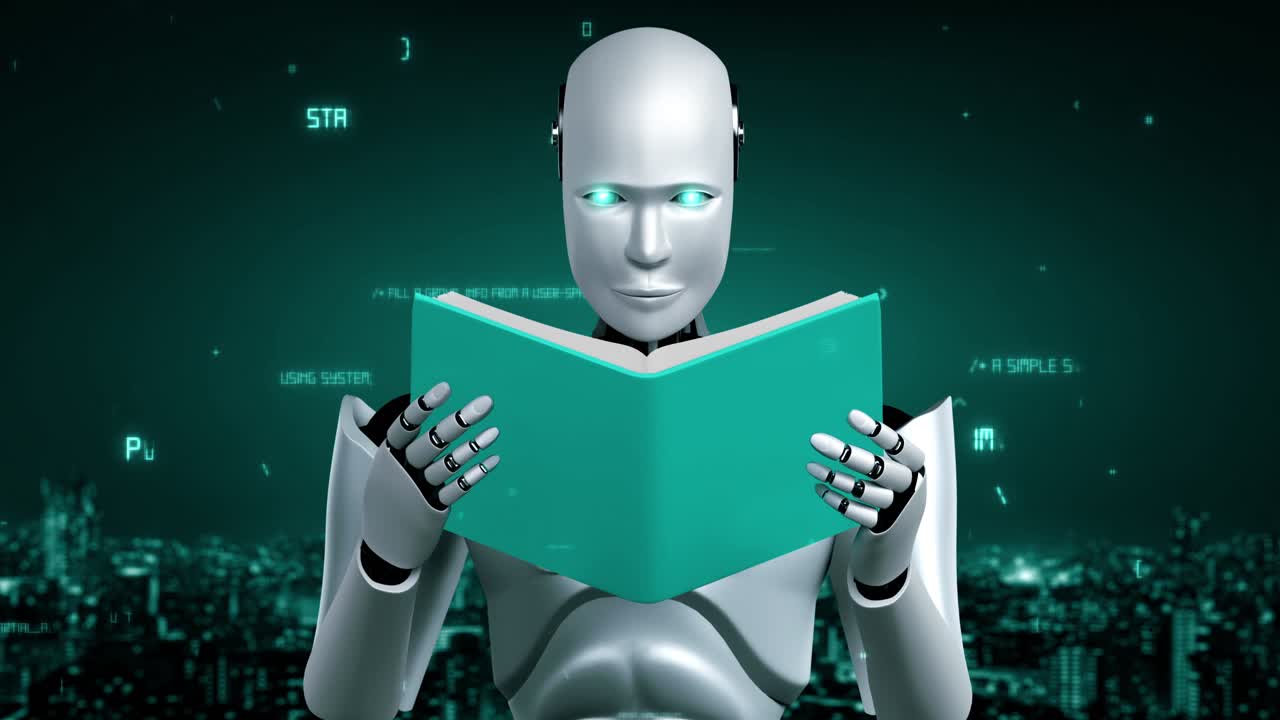 Futuristic robot artificial intelligence huminoid AI programming coding