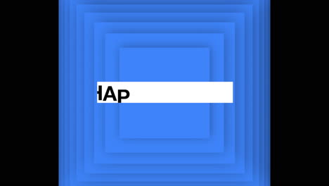 fondo azul con patrón de cuadrícula con feliz pascua en letras blancas