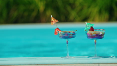 fruit cocktails by the pool