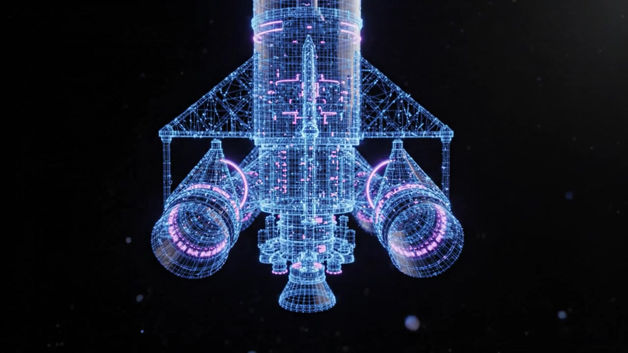Futuristic Rocket Launch Sequence: A Stunning Visualization of Advanced Technology and Blueprint Engineering in a Cosmic Adventure Beyond Earth’s Atmosphere
