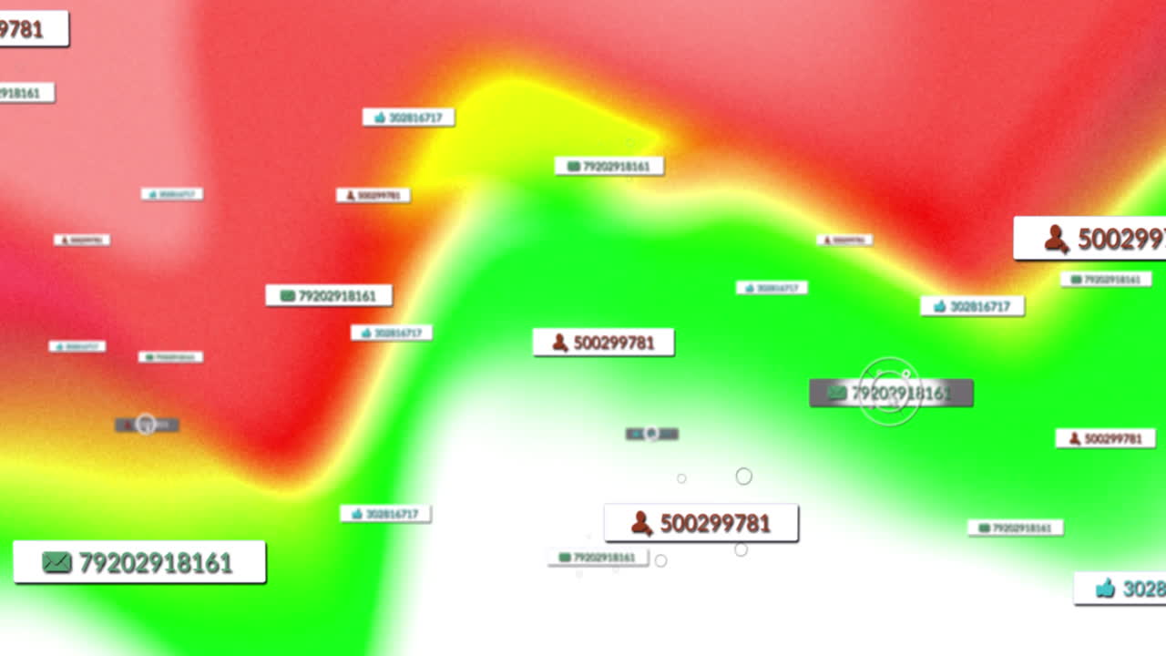 빨간색과 초록색 배경에 있는 소셜 미디어 텍스트와 아이콘의 애니메이션