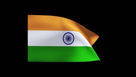 4k animation develops in wind over india matte finish. 
waving in the wind cartoon india  flag. japanese flag with fabric structure in the wind, with an alpha channel (semi-transparent) matte finish technique.
