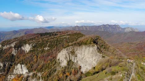 aerial: mountain range in autumn season